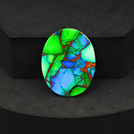 Natural Peacock Dahlia Oval Cabochon 27x21mm 22.5ct - Peacock Blue-Green Composite - Pedra Gems