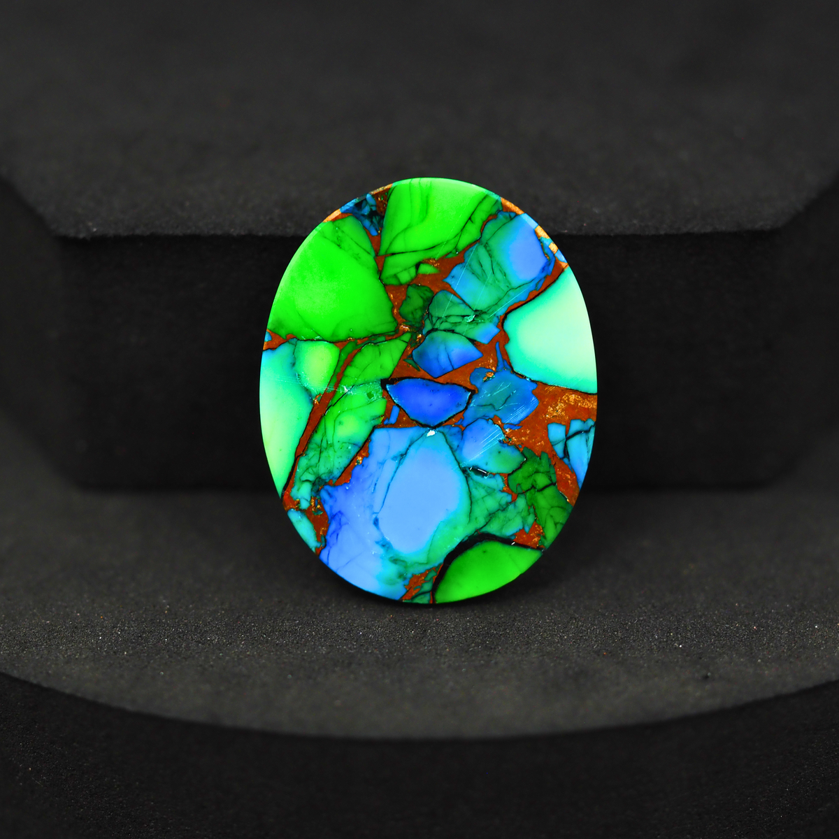 Natural Peacock Dahlia Oval Cabochon 27x21mm 22.5ct - Peacock Blue-Green Composite - Pedra Gems