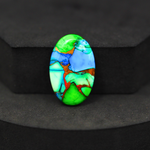 Natural Peacock Dahlia Oval Cabochon 26x17mm 17.5ct - Peacock Blue-Green Composite - Pedra Gems