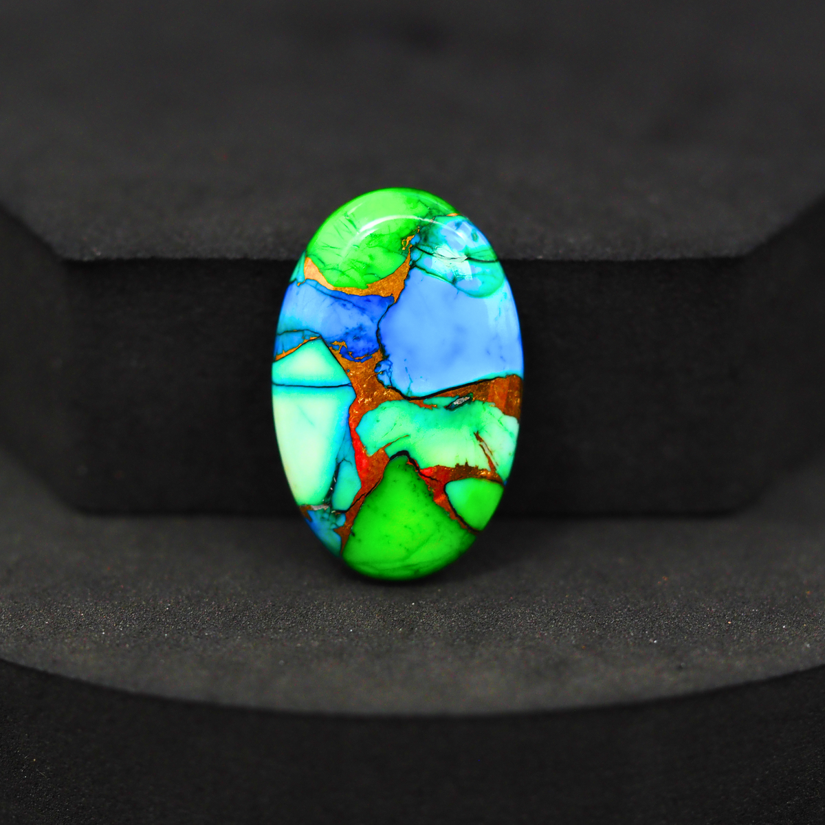 Natural Peacock Dahlia Oval Cabochon 26x17mm 17.5ct - Peacock Blue-Green Composite - Pedra Gems