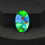 Natural Peacock Dahlia Oval Cabochon 26x17mm 17.5ct - Peacock Blue-Green Composite - Pedra Gems