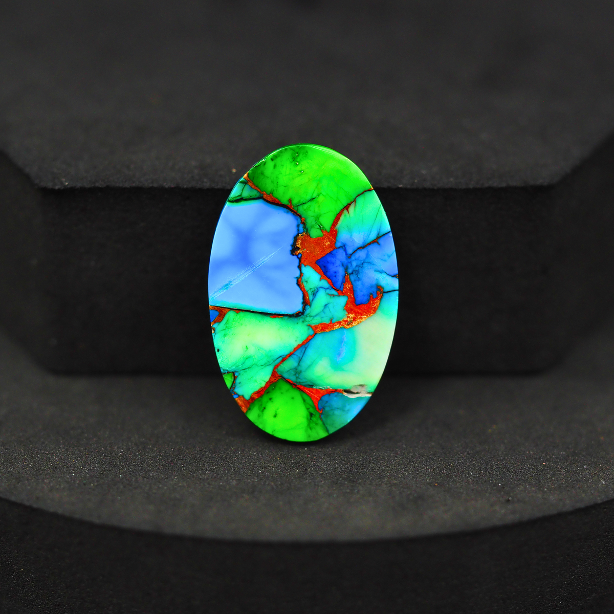 Natural Peacock Dahlia Oval Cabochon 26x17mm 17.5ct - Peacock Blue-Green Composite - Pedra Gems