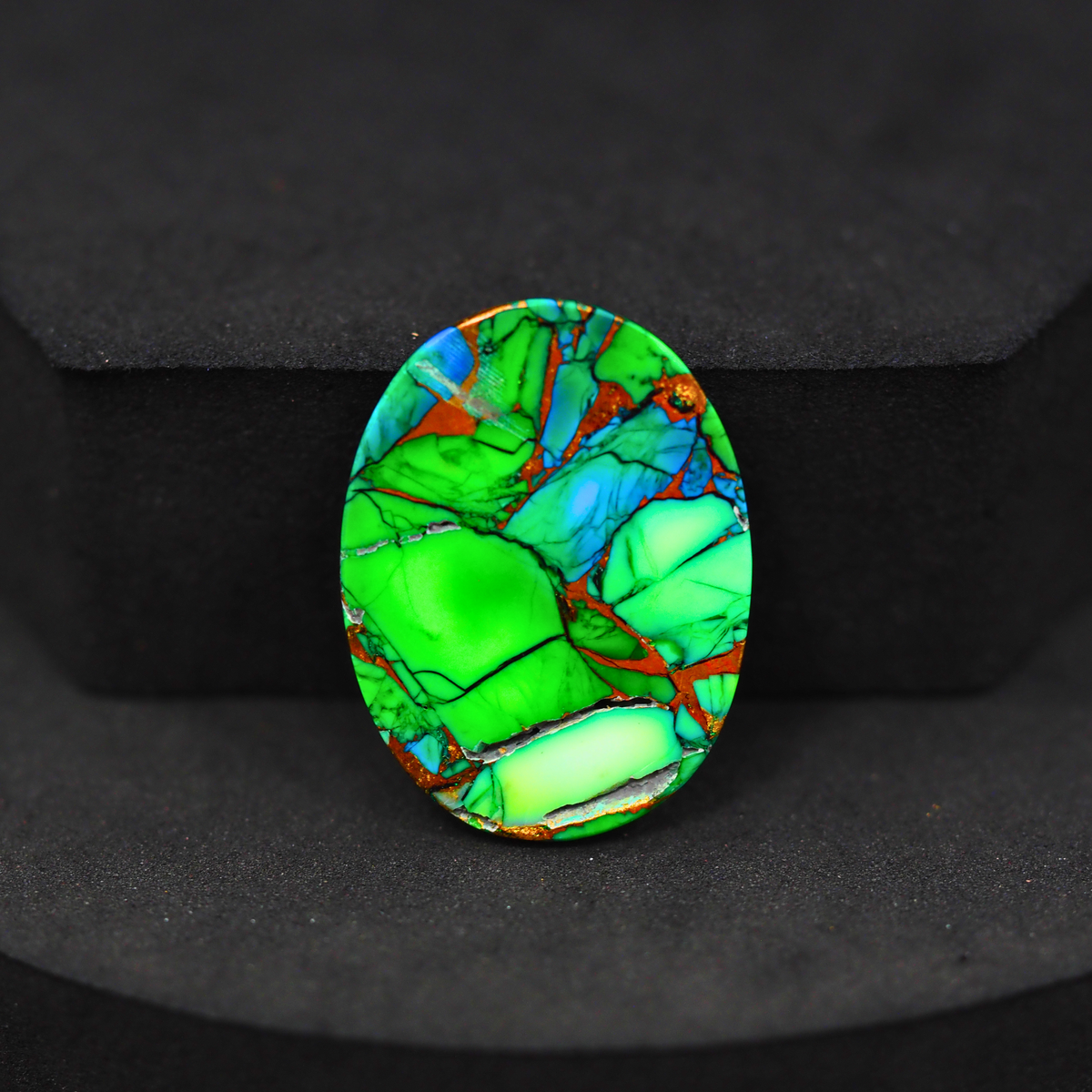 Natural Peacock Dahlia Oval Cabochon 26x20mm 17.5ct - Peacock Blue-Green Composite - Pedra Gems