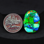 Natural Peacock Dahlia Oval Cabochon 29x20mm 20ct - Peacock Blue-Green Composite - Pedra Gems