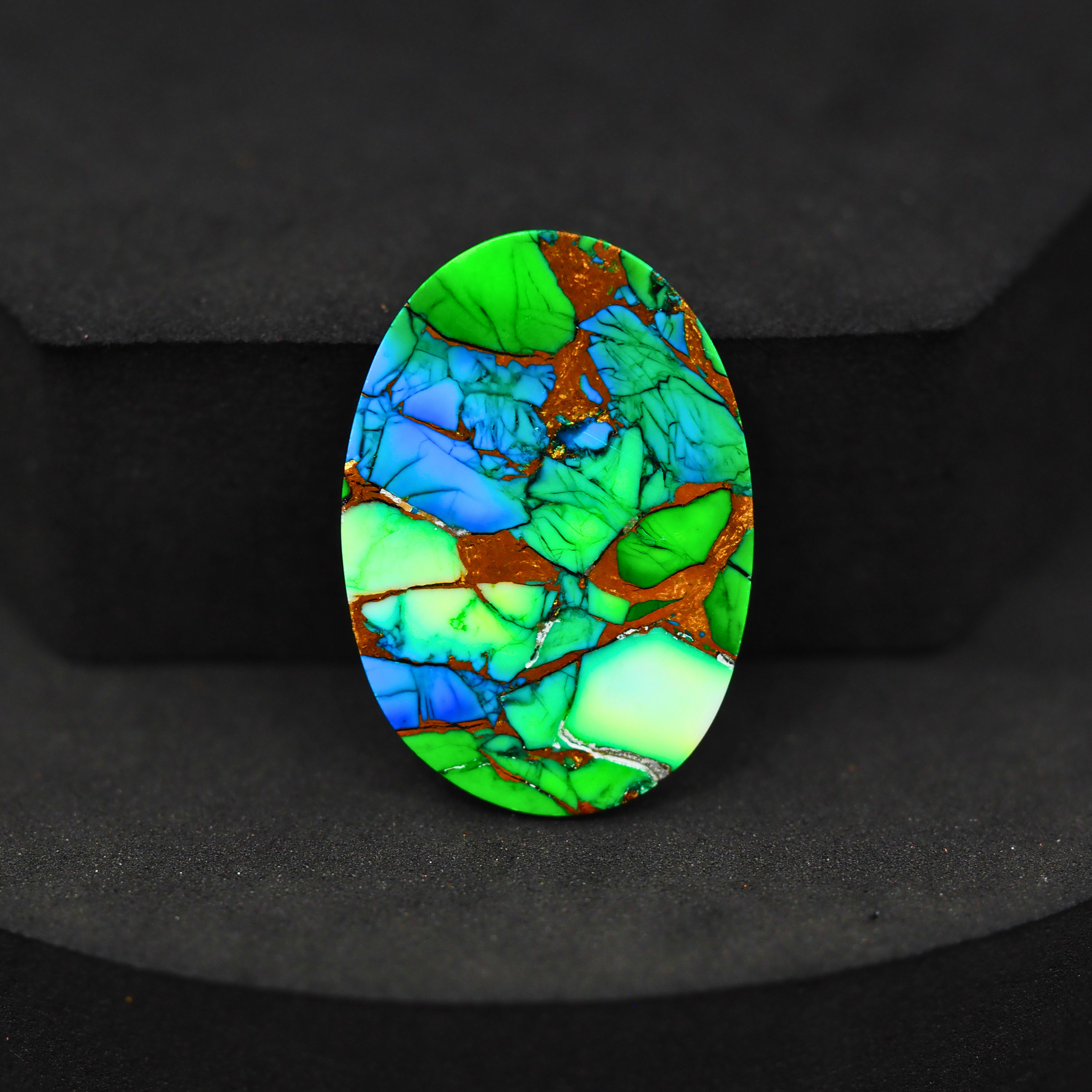 Natural Peacock Dahlia Oval Cabochon 29x20mm 20ct - Peacock Blue-Green Composite - Pedra Gems