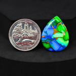 Natural Peacock Dahlia Pear Cabochon 27x21mm 17ct - Peacock Blue-Green Composite - Pedra Gems