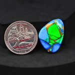 Natural Peacock Dahlia Freeform Cabochon 25x17mm 14.5ct - Peacock Blue-Green Composite - Pedra Gems