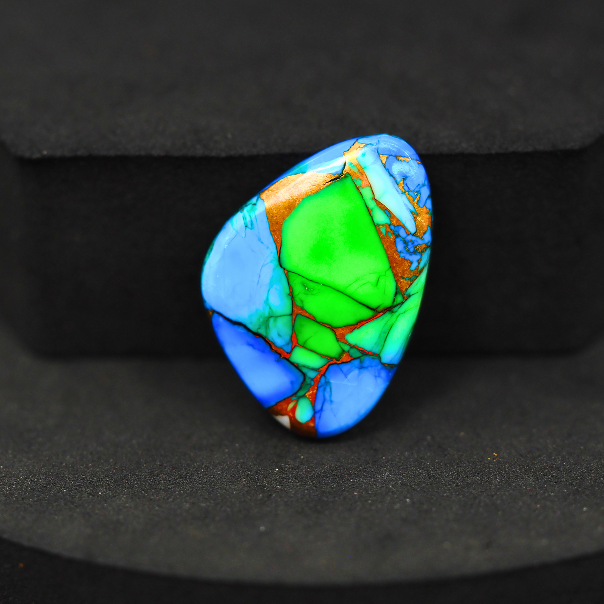 Natural Peacock Dahlia Freeform Cabochon 25x17mm 14.5ct - Peacock Blue-Green Composite - Pedra Gems