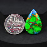 Natural Peacock Dahlia Pear Cabochon 29x20mm 21.5ct - Peacock Blue-Green Composite - Pedra Gems