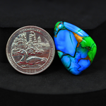 Natural Peacock Dahlia Freeform Cabochon 27x19mm 20ct - Peacock Blue-Green Composite - Pedra Gems