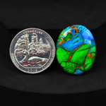 Natural Peacock Dahlia Oval Cabochon 26x21mm 17.5ct - Peacock Blue-Green Composite - Pedra Gems
