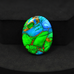 Natural Peacock Dahlia Oval Cabochon 26x21mm 17.5ct - Peacock Blue-Green Composite - Pedra Gems