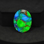 Natural Peacock Dahlia Oval Cabochon 26x21mm 17.5ct - Peacock Blue-Green Composite - Pedra Gems