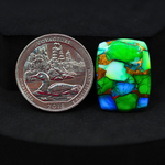 Natural Peacock Dahlia Cushion Cabochon 22x17mm 14.5ct - Peacock Blue-Green Composite - Pedra Gems