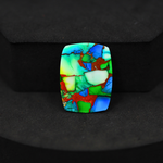 Natural Peacock Dahlia Cushion Cabochon 22x17mm 14.5ct - Peacock Blue-Green Composite - Pedra Gems