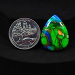 Natural Peacock Dahlia Pear Cabochon 28x21mm 20.5ct - Peacock Blue-Green Composite - Pedra Gems