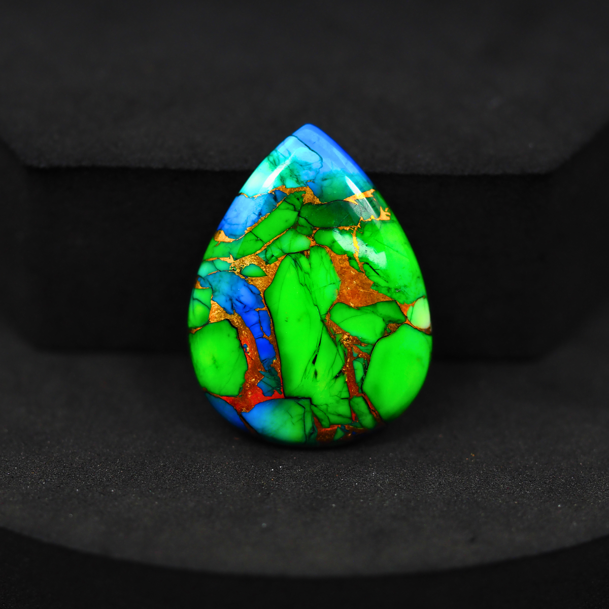 Natural Peacock Dahlia Pear Cabochon 28x21mm 20.5ct - Peacock Blue-Green Composite - Pedra Gems