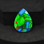 Natural Peacock Dahlia Pear Cabochon 28x21mm 20.5ct - Peacock Blue-Green Composite - Pedra Gems