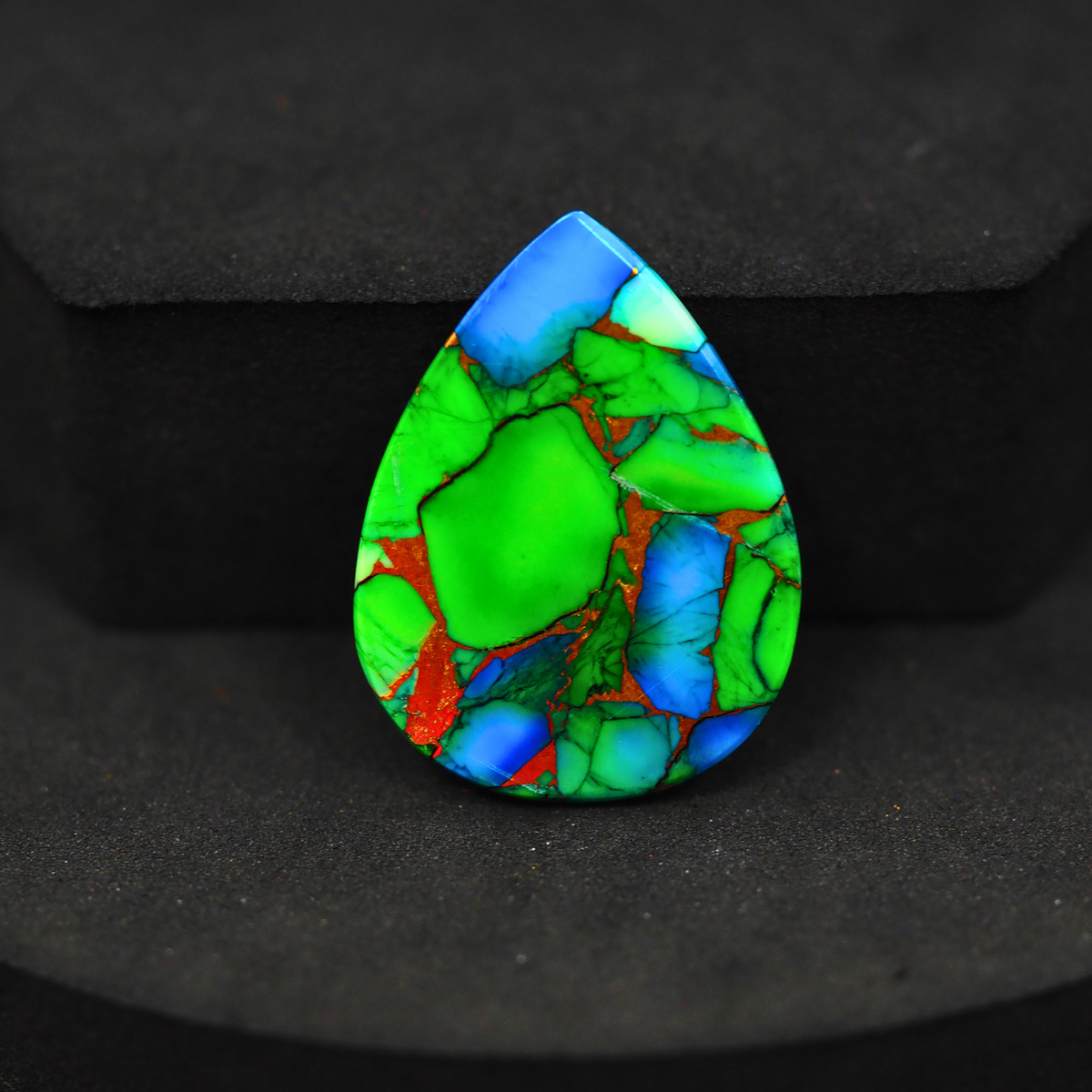 Natural Peacock Dahlia Pear Cabochon 28x21mm 20.5ct - Peacock Blue-Green Composite - Pedra Gems