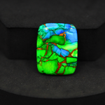Natural Peacock Dahlia Cushion Cabochon 26x20mm 21ct - Peacock Blue-Green Composite - Pedra Gems