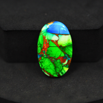 Natural Peacock Dahlia Oval Cabochon 27x17mm 17ct - Peacock Blue-Green Composite - Pedra Gems