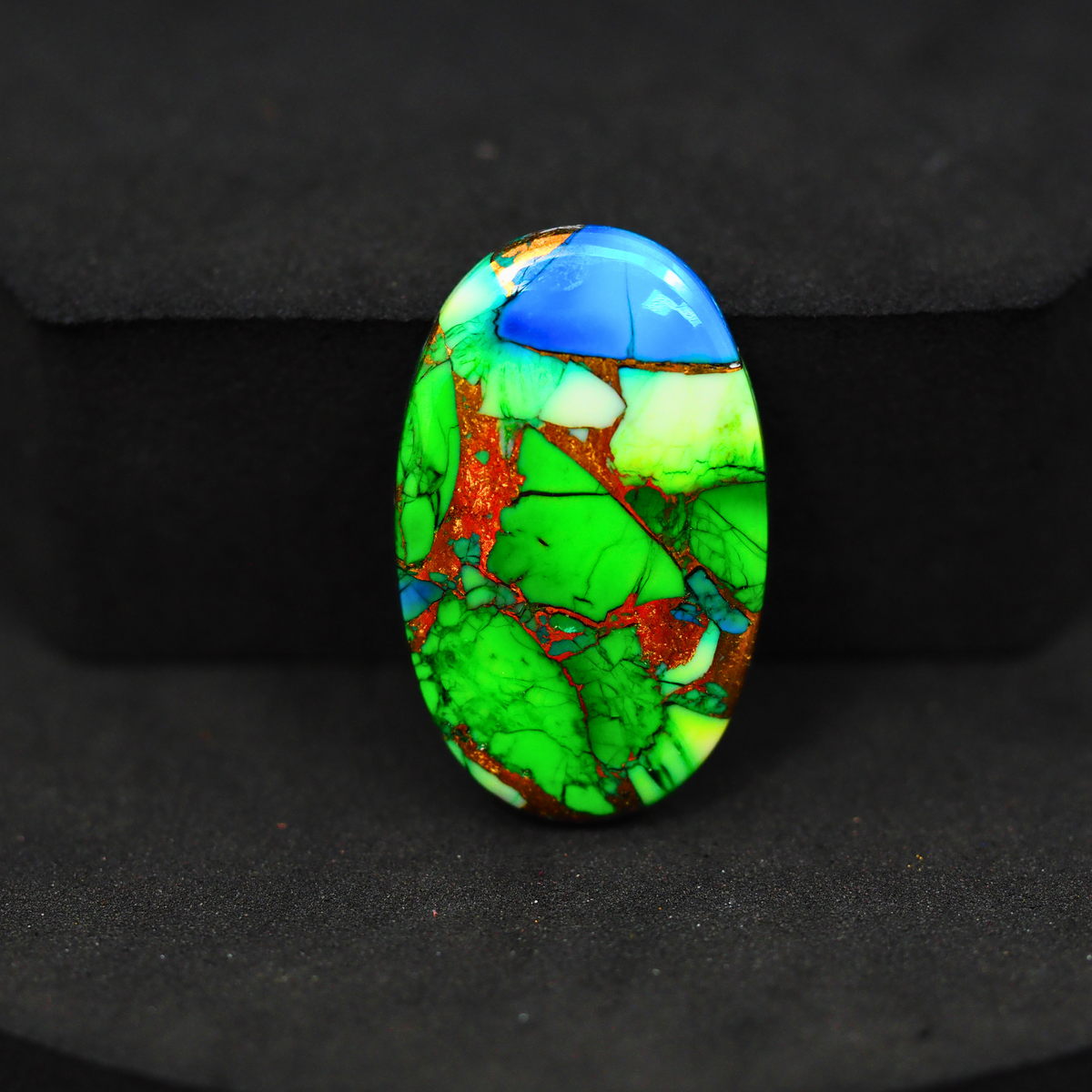 Natural Peacock Dahlia Oval Cabochon 27x17mm 17ct - Peacock Blue-Green Composite - Pedra Gems
