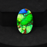 Natural Peacock Dahlia Oval Cabochon 27x17mm 17ct - Peacock Blue-Green Composite - Pedra Gems