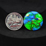 Natural Peacock Dahlia Round Cabochon 26x26mm 23.5ct - Peacock Blue-Green Composite - Pedra Gems