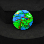 Natural Peacock Dahlia Round Cabochon 26x26mm 23.5ct - Peacock Blue-Green Composite - Pedra Gems