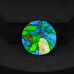 Natural Peacock Dahlia Round Cabochon 26x26mm 23.5ct - Peacock Blue-Green Composite - Pedra Gems