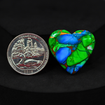 Natural Peacock Dahlia Heart Cabochon 26x26mm 22.5ct - Peacock Blue-Green Composite - Pedra Gems
