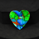 Natural Peacock Dahlia Heart Cabochon 26x26mm 22.5ct - Peacock Blue-Green Composite - Pedra Gems