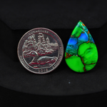 Natural Peacock Dahlia Pear Cabochon 27x17mm 14ct - Peacock Blue-Green Composite - Pedra Gems