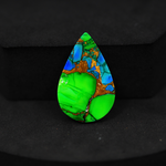 Natural Peacock Dahlia Pear Cabochon 27x17mm 14ct - Peacock Blue-Green Composite - Pedra Gems