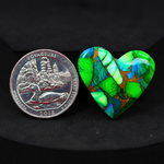Natural Peacock Dahlia Heart Cabochon 24x25mm 20ct - Peacock Blue-Green Composite - Pedra Gems