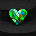 Natural Peacock Dahlia Heart Cabochon 24x25mm 20ct - Peacock Blue-Green Composite - Pedra Gems