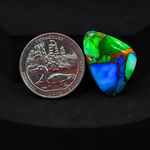 Natural Peacock Dahlia Freeform Cabochon 25x17mm 14ct - Peacock Blue-Green Composite - Pedra Gems
