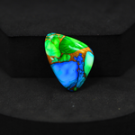 Natural Peacock Dahlia Freeform Cabochon 25x17mm 14ct - Peacock Blue-Green Composite - Pedra Gems