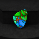 Natural Peacock Dahlia Freeform Cabochon 25x17mm 14ct - Peacock Blue-Green Composite - Pedra Gems