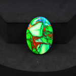 Natural Peacock Dahlia Oval Cabochon 28x20mm 17.5ct - Peacock Blue-Green Composite - Pedra Gems