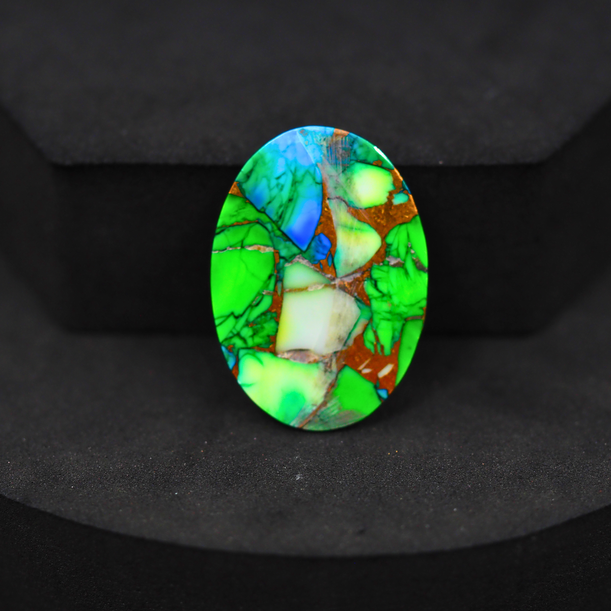 Natural Peacock Dahlia Oval Cabochon 28x20mm 17.5ct - Peacock Blue-Green Composite - Pedra Gems