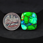 Natural Peacock Dahlia Cushion Cabochon 25x22mm 20.5ct - Peacock Blue-Green Composite - Pedra Gems