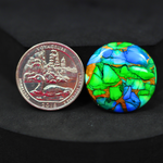 Natural Peacock Dahlia Round Cabochon 25x25mm 21.5ct - Peacock Blue-Green Composite - Pedra Gems