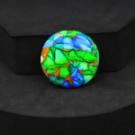 Natural Peacock Dahlia Round Cabochon 25x25mm 21.5ct - Peacock Blue-Green Composite - Pedra Gems