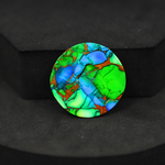 Natural Peacock Dahlia Round Cabochon 25x25mm 21.5ct - Peacock Blue-Green Composite - Pedra Gems