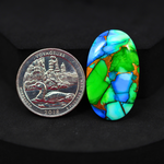 Natural Peacock Dahlia Oval Cabochon 31x18mm 20.5ct - Peacock Blue-Green Composite - Pedra Gems