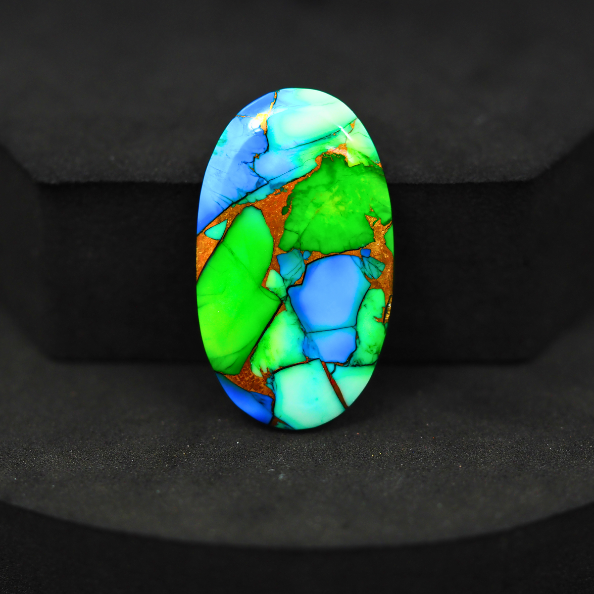 Natural Peacock Dahlia Oval Cabochon 31x18mm 20.5ct - Peacock Blue-Green Composite - Pedra Gems