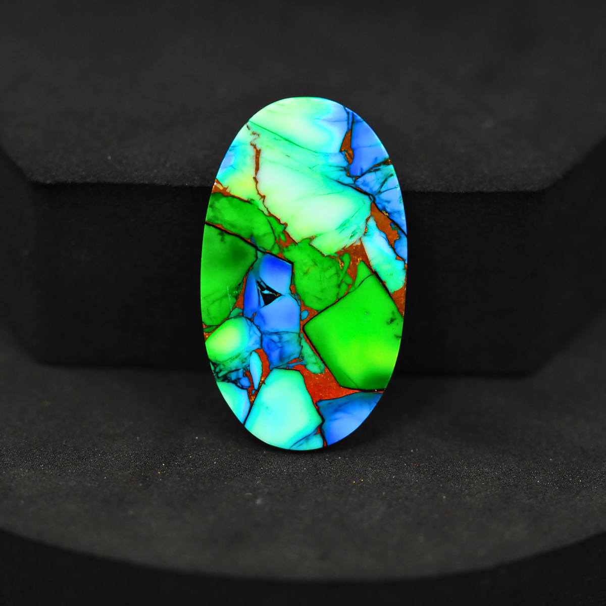 Natural Peacock Dahlia Oval Cabochon 31x18mm 20.5ct - Peacock Blue-Green Composite - Pedra Gems