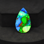Natural Peacock Dahlia Pear Cabochon 30x19mm 19.5ct - Peacock Blue-Green Composite - Pedra Gems