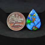 Natural Peacock Dahlia Pear Cabochon 27x19mm 16ct - Peacock Blue-Green Composite - Pedra Gems